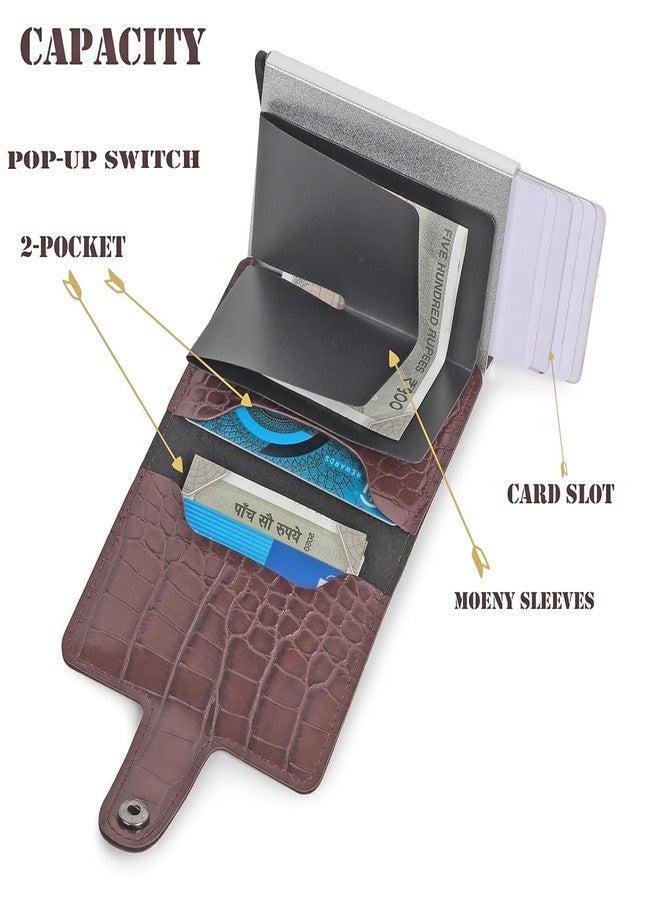 encELade Dark Brown RFID Protector Pu,Aluminum ATM/Credit/Debit 6 Slots 2 Cash Slot Men & Women Card Holder - Image 5